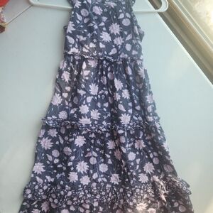 Cat & Jack Floral Tiered Kids Dress - Purple and White